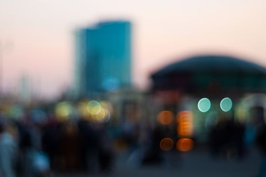 Usual cityscape defocused . Blurred photo.  The world trough eyes of a myopic human.