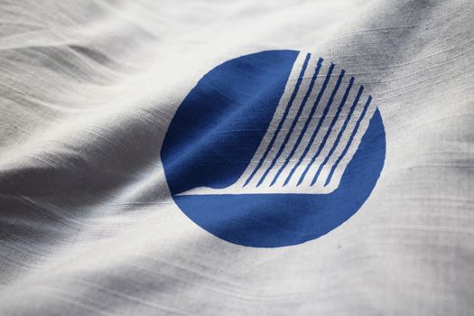 Closeup of Ruffled Nordic Council Flag, Nordic Council Flag Blowing in Wind