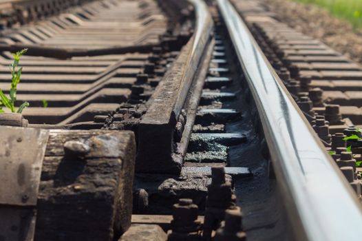 The railway arrow with sleepers for two ways, large view.