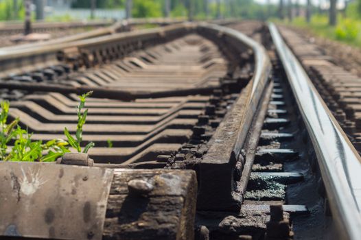 The railway arrow with sleepers for two ways, large view.