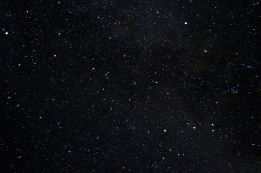 Long exposure universe night photo. A lot of stars with constellations. Far from the city. Night landscape.
