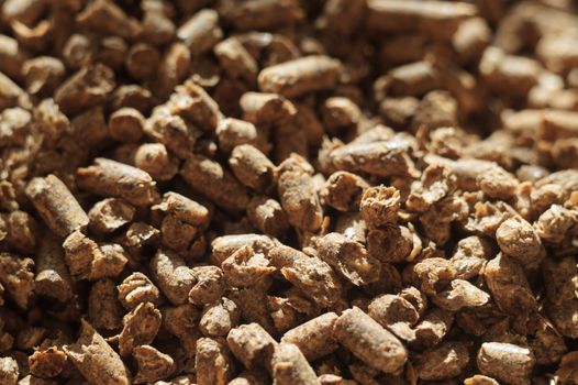 Fuel wood pellet close-up. A source of alternative clean energy. A lot of pellet. Natural fuel and energy of future.