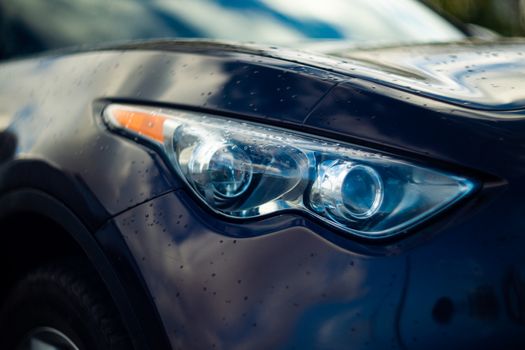 Car eyes. Close-up view. Fast and furious sport car.