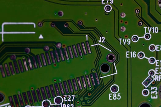 HDD microscheme close-up view. Base is green, macro look.