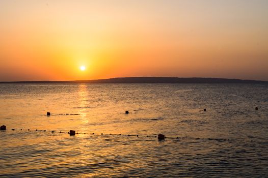 Sunrise over the Red Sea seen from a hotel