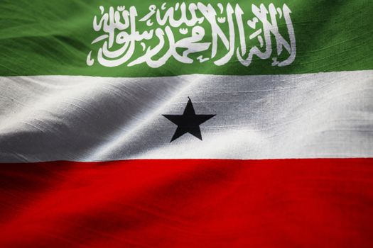 Closeup of Ruffled Somaliland Flag, Somaliland Flag Blowing in Wind