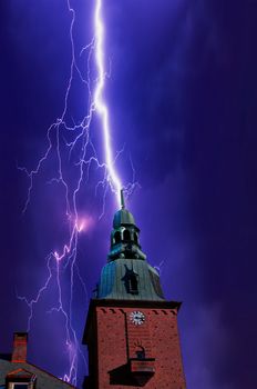 Tower in lightning
