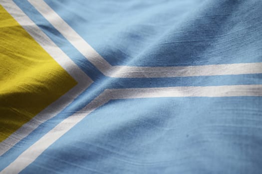 Closeup of Ruffled Tuva Flag, Tuva Flag Blowing in Wind
