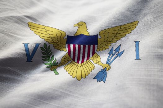 Closeup of Ruffled United States Virgin Islands Flag, United States Virgin Islands Flag Blowing in Wind