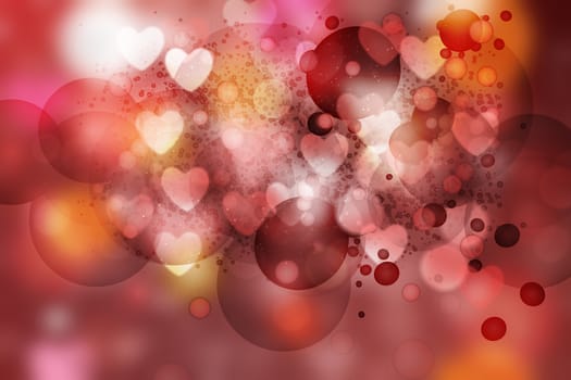 Heart blurred lights on colorfull background, Background with beautiful pink hearts, Hearts texture background