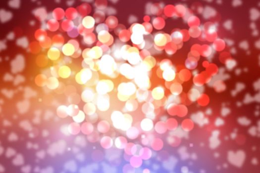 Heart blurred lights on colorfull background, Background with beautiful pink hearts, Hearts texture background