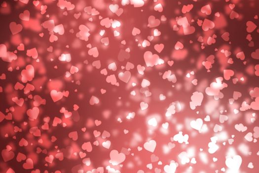 Heart blurred lights on colorfull background, Background with beautiful pink hearts, Hearts texture background