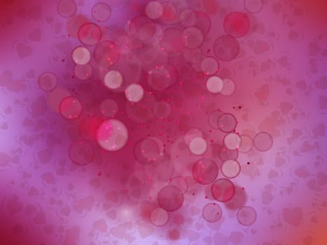 Heart blurred lights on colorfull background, Background with beautiful pink hearts, Hearts texture background