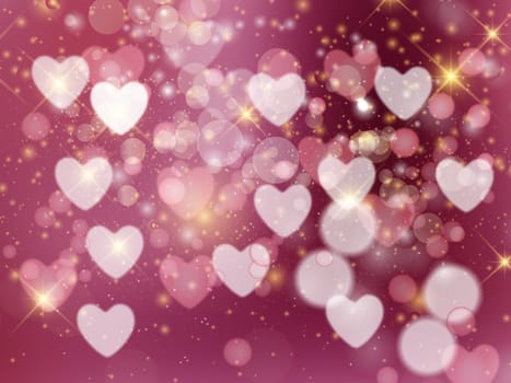 Heart blurred lights on colorfull background, Background with beautiful pink hearts, Hearts texture background