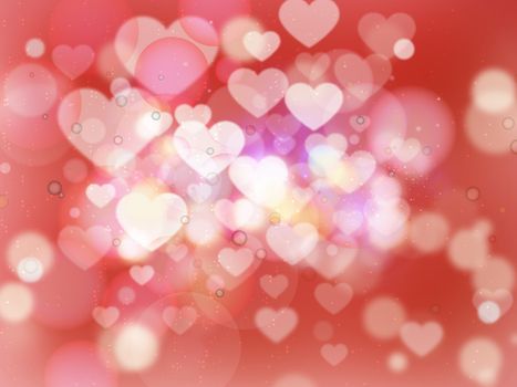 Heart blurred lights on colorfull background, Background with beautiful pink hearts, Hearts texture background