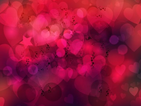 Heart blurred lights on colorfull background, Background with beautiful pink hearts, Hearts texture background