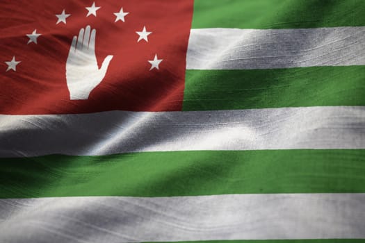 Ruffled Flag of Abkhazia Blowing in Wind