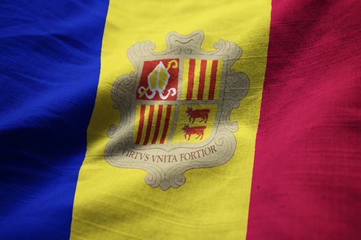 Ruffled Flag of Andorra Blowing in Wind