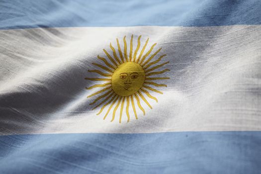 Ruffled Flag of Argentina and Barbuda Blowing in Wind