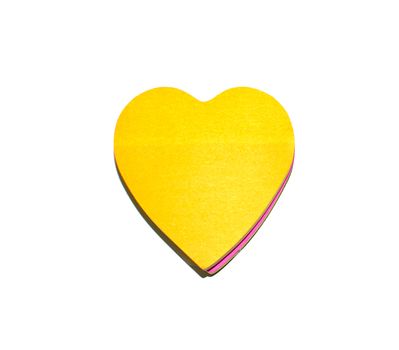 Paper heart sticker with empty surface copy space on white background