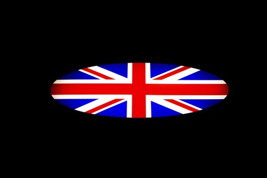 British flag Union Jack oval isolated on black