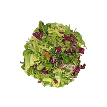 Mixed green and purple salad isolated on white