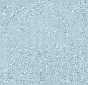 Vintage style art nouveau background texture in tiffany blue color with subtle relief floral pattern