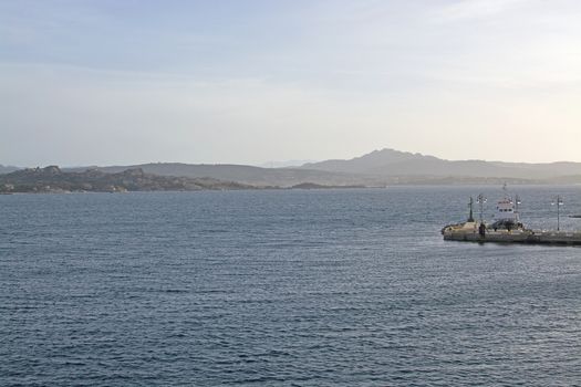 Archipelago landscape between Palau and Isola Maddalena in Costa Smeralda, Sardinia, Italy in March.