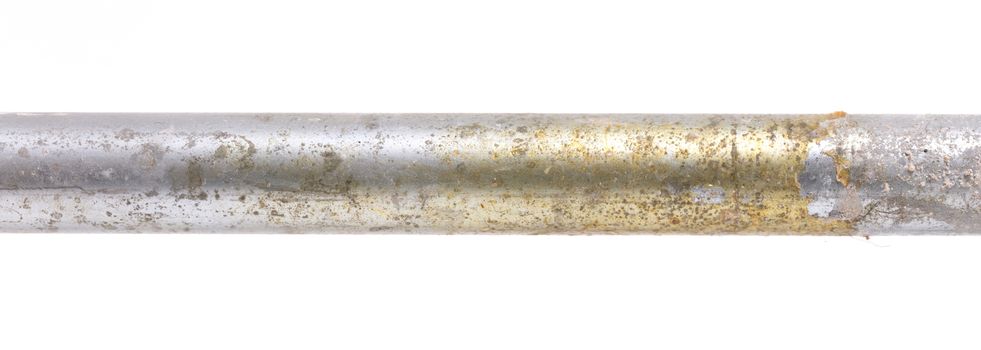 Old metal pipe isolated on white background