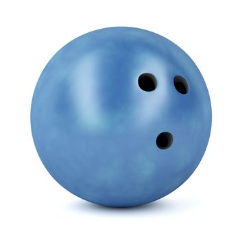 Blue bowling ball on white background