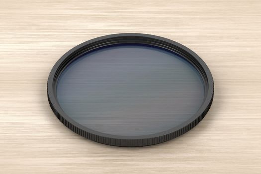 Neutral density photographic filter on wood background