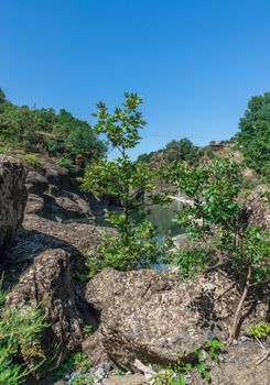 Rocks and stones in the canyon of the Venetikos river, Greece