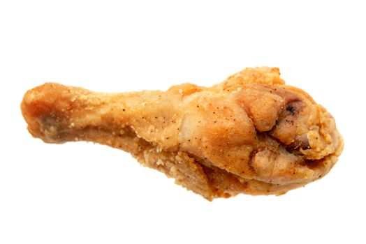 Original recipe fried chicken drumstick, isolated on white background.