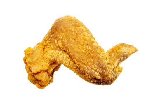 Original recipe fried chicken wing, isolated on white background.