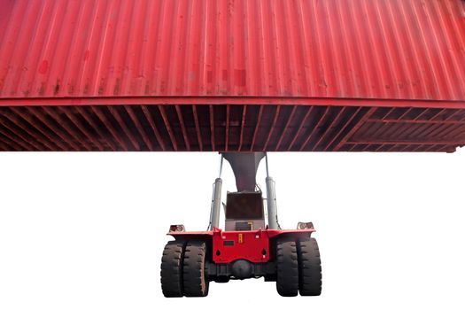 Forklifter moving container 
