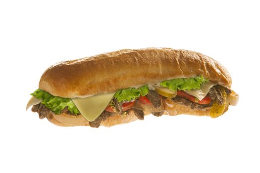 Sub sandwich hoagie isolated on white background