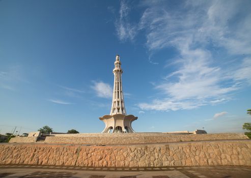 Minar-e-Pakistan - Tower of Pakistan monument wide exterior
