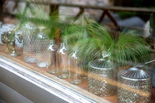 Interior with empty bottles for weddings and celebrations. 