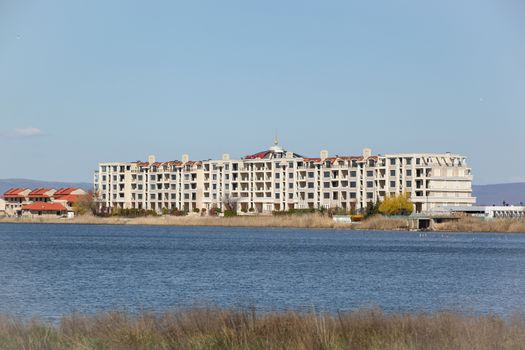 Pomorie, Bulgaria - March 28, 2019: View To The Beautiful Pomorie Lake.