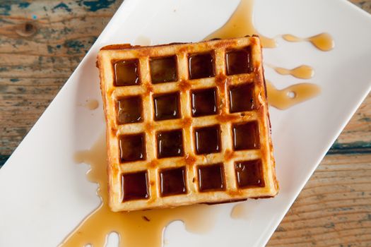 Maple syrup waffle top angle