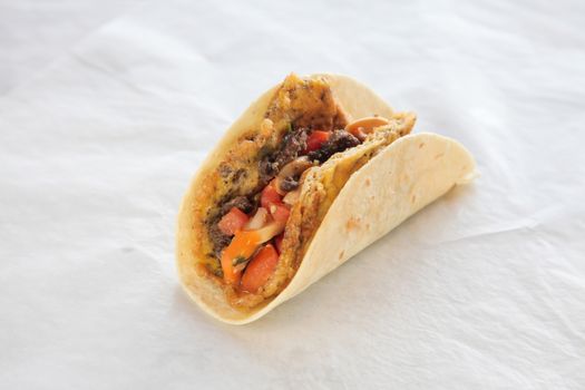 Beef omelette taco