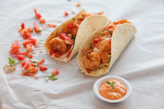 Prawn Tacos seafood torilla wrap 