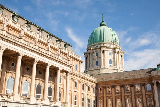 Buda Castle in Budapest Hungary inside view green dome