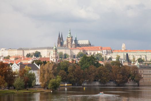 Prague Castle boat cruising on the river