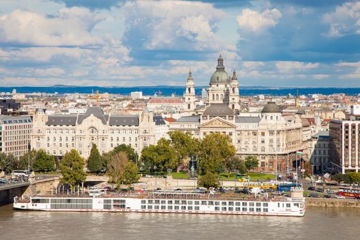 Budapest cityscape from river Danube