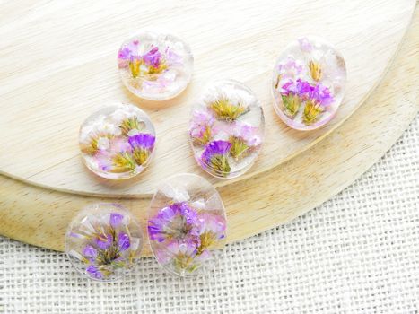 Dried flower in crystal clear resin pendant necklace, pendant with a real flowers.