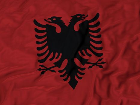 Ruffled Flag of Albania Blowing in Wind