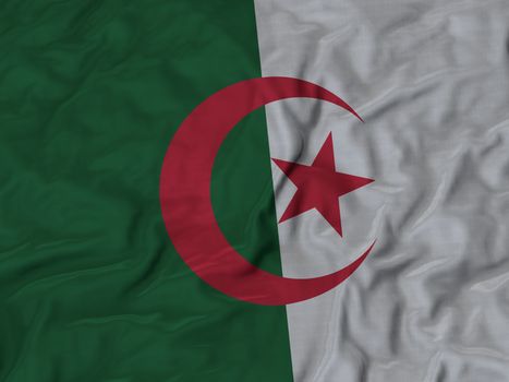 Ruffled Flag of Algeria Blowing in Wind