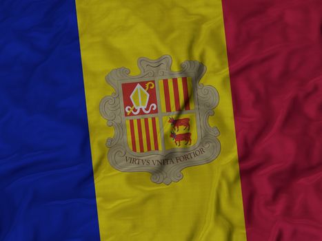 Ruffled Flag of Andorra Blowing in Wind