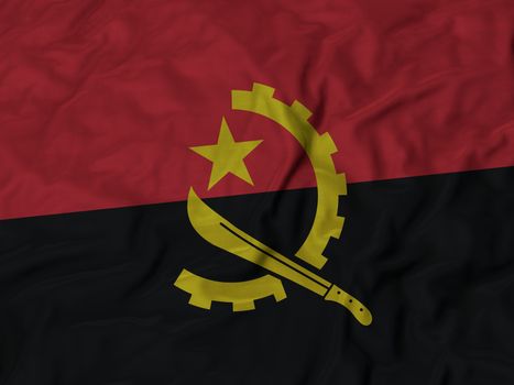 Ruffled Flag of Angola Blowing in Wind